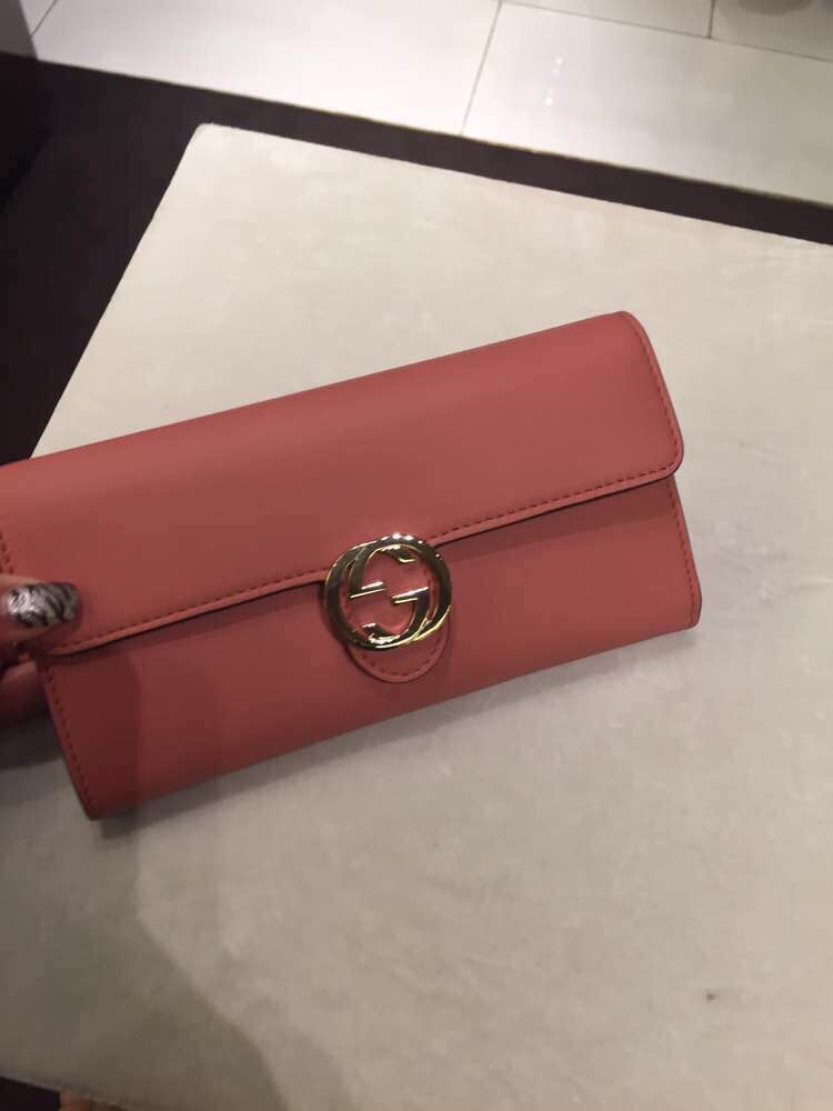Discount Gucci Icon Leather Continental Wallet 369663 Coral